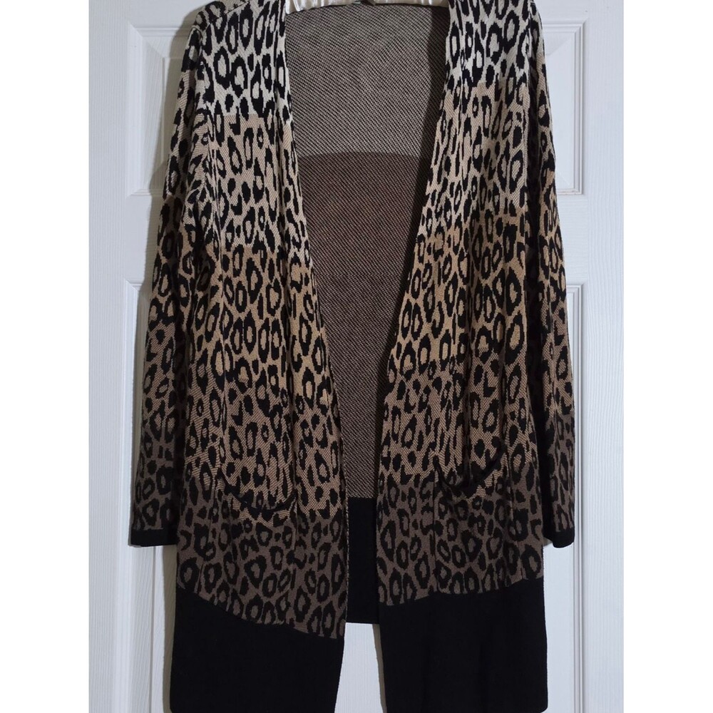 Joseph Leopard Open-Front Cardigan Sweater - Black & Tan
